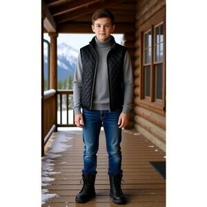 Obermeyer Junior Heat Vest M Kids 10/12 Insulated Puffer Ski Layer Black 64491